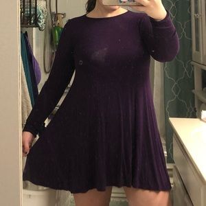 Purple long sleeve skater dress